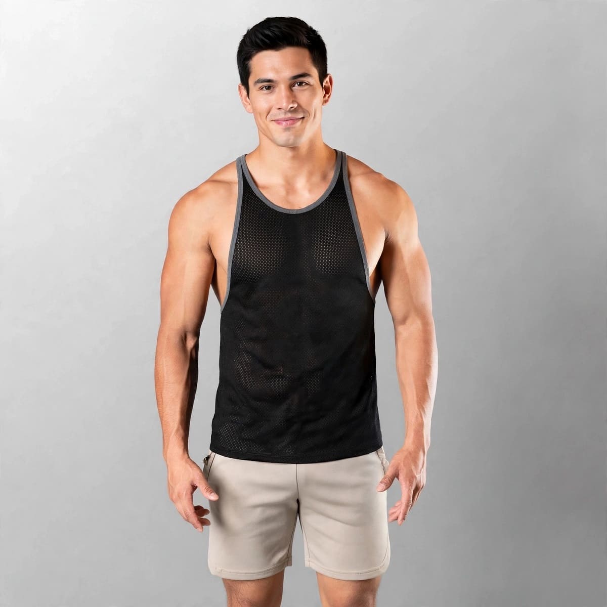 BVD Olímpico Malla Entrenamiento GYM Negro Ribete Plomo 6900