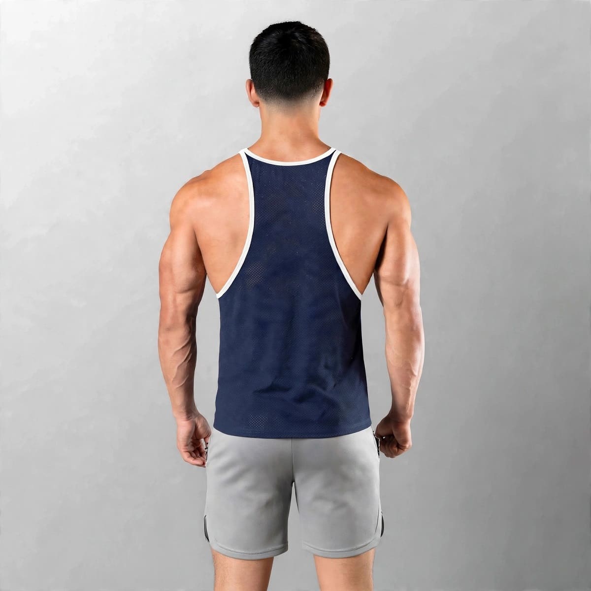 BVD Olímpico Malla Entrenamiento GYM Azul Marino Ribete Blanco 69090 - YML SPORT (copia)