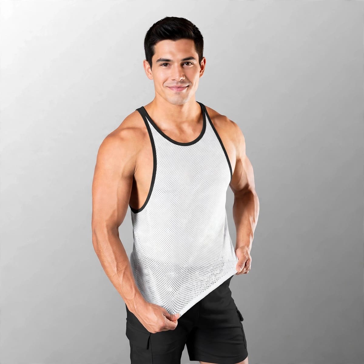 BVD Olímpico Malla Entrenamiento GYM Blanco Ribete Negro 69090 - YML SPORT