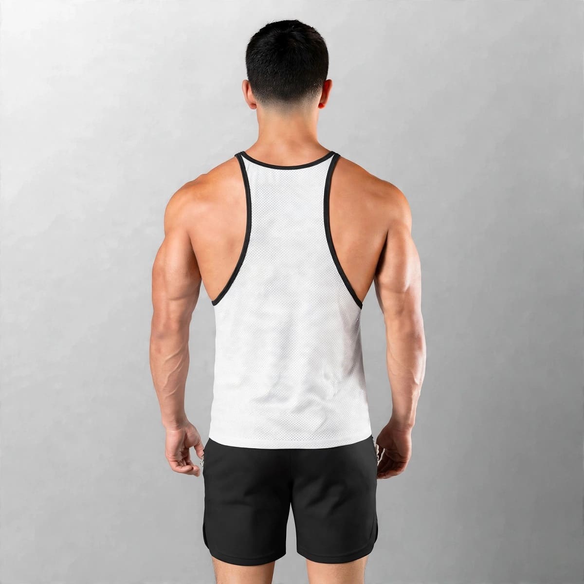 BVD Olímpico Malla Entrenamiento GYM Blanco Ribete Negro 69090 - YML SPORT