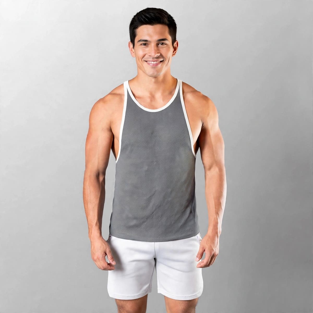 BVD Olímpico Malla Entrenamiento GYM Plomo Ribete Blanco 69090 - YML SPORT