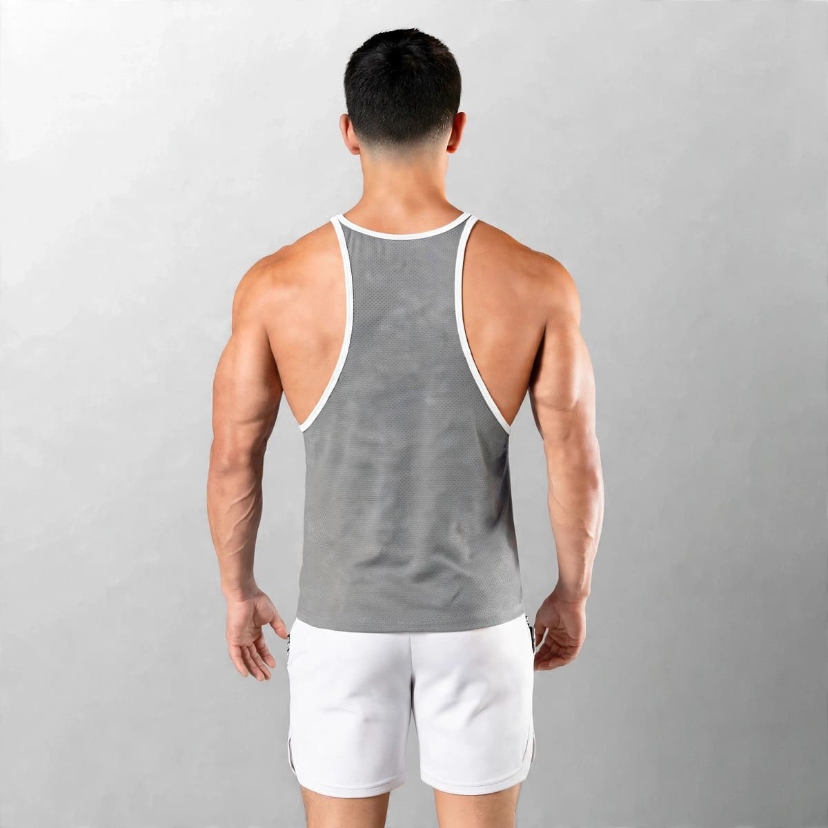 BVD Olímpico Malla Entrenamiento GYM Plomo Ribete Blanco 69090 - YML SPORT