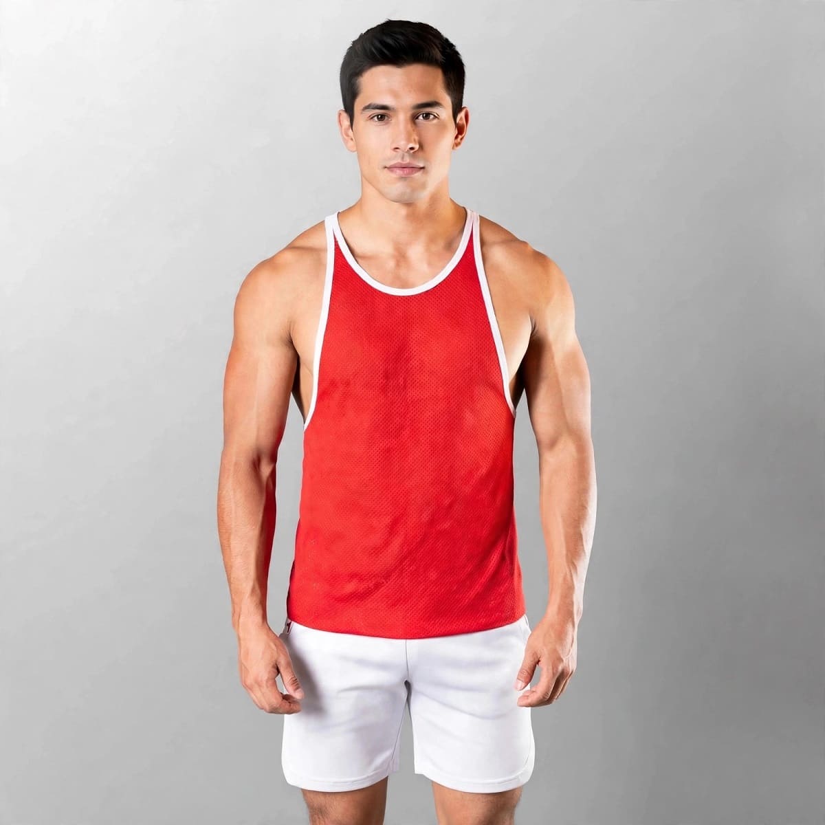 BVD Olímpico Malla Entrenamiento GYM Rojo Ribete Blanco 69090 - YML SPORT